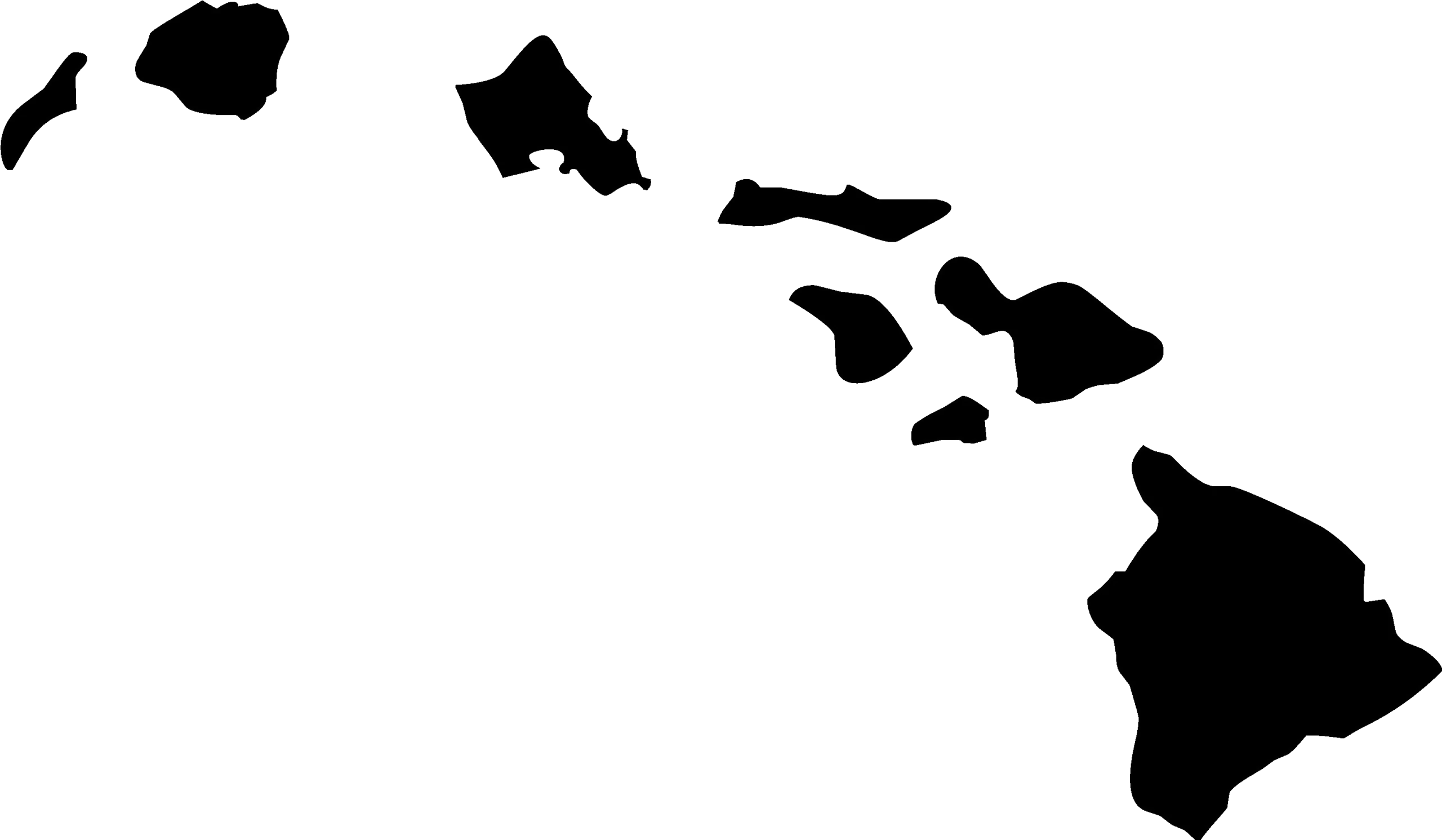 Monochrome Hawaiian Islands Silhouette Clipart - Minimalist Archipelago Design