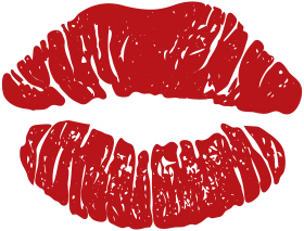 Passionate Crimson Lip Print Clipart - Bold Romantic Graphic Design Element