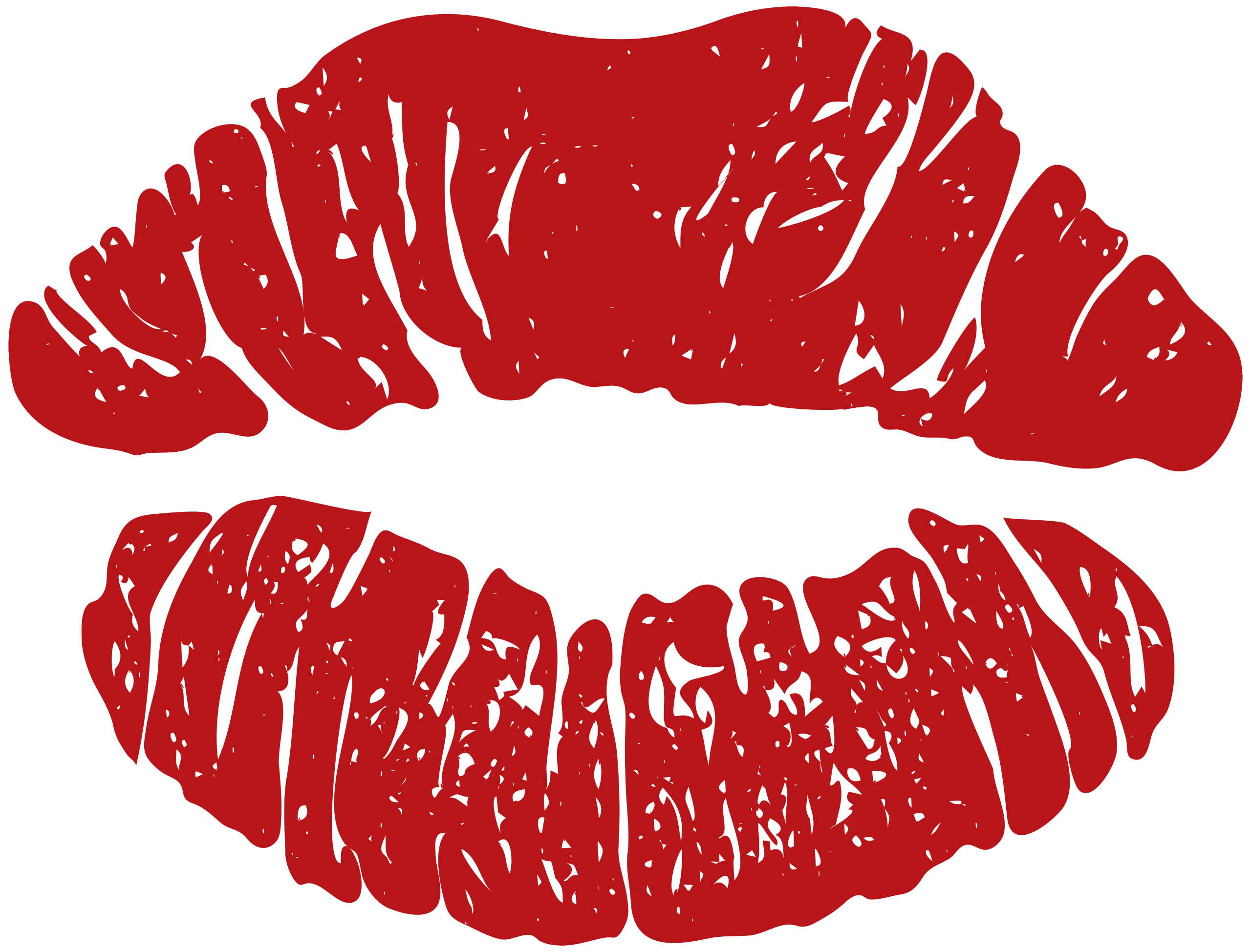 Passionate Crimson Lip Print Clipart - Bold Romantic Graphic Design Element