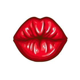 Passionate Red Glossy Kiss Emoji Clipart - Romantic Lip Symbol Design