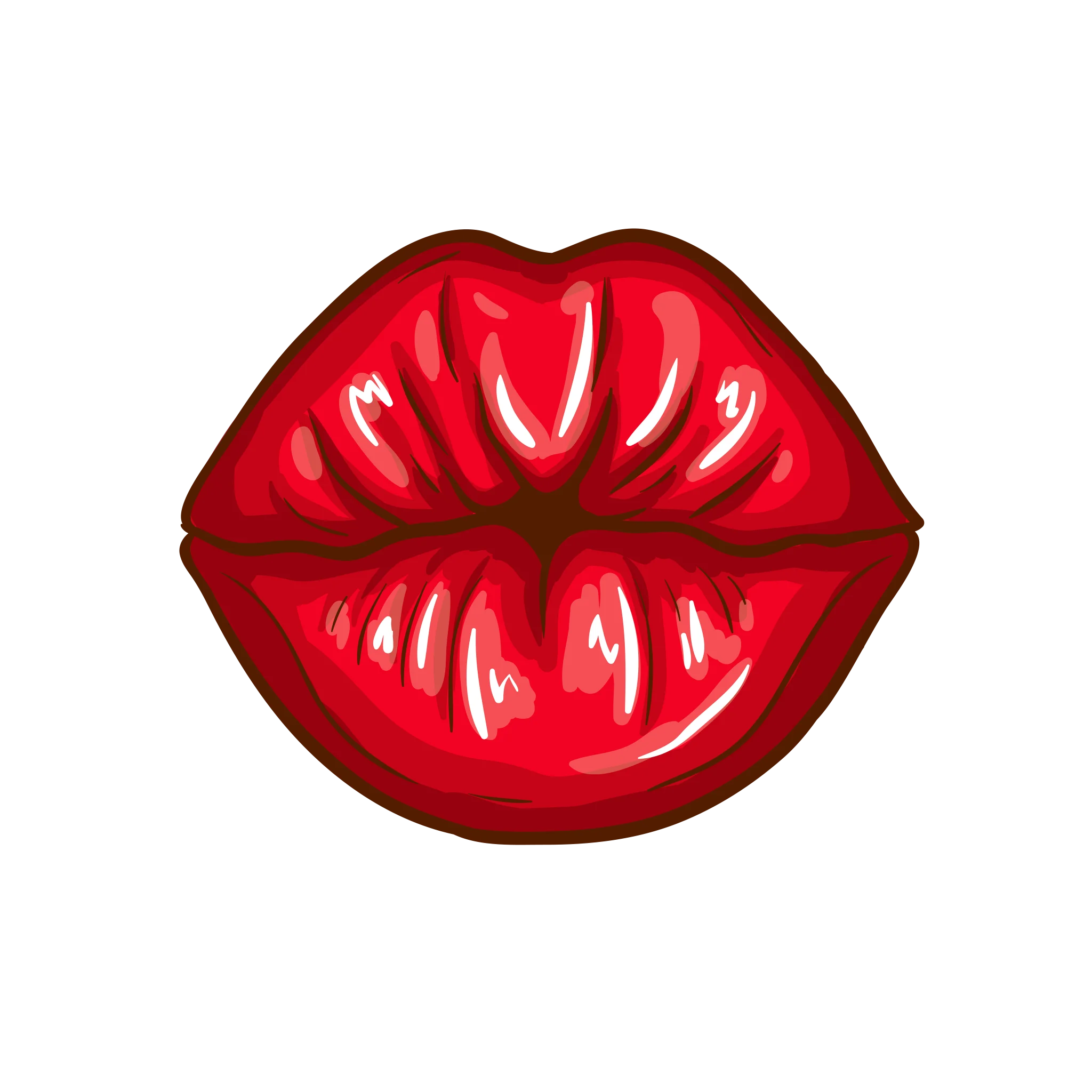 Passionate Red Glossy Kiss Emoji Clipart - Romantic Lip Symbol Design