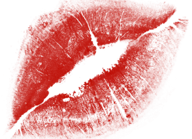 Passionate Red Lipstick Imprint Romantic Clipart Illustration of Sensual Lips