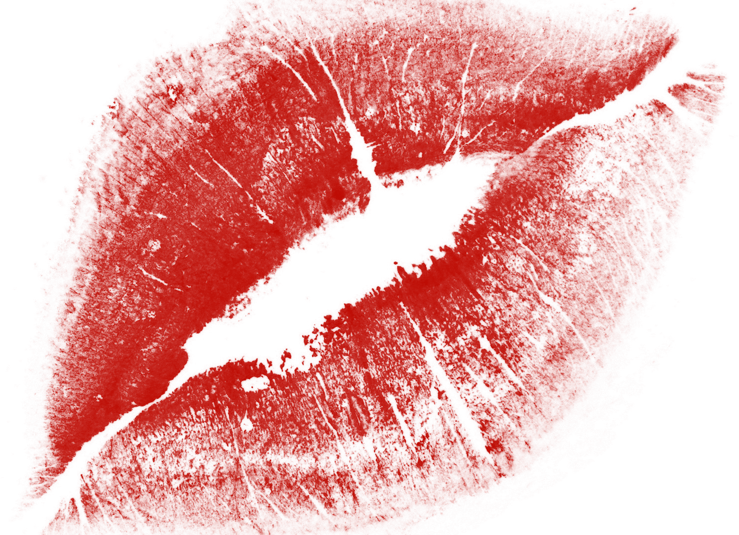 Passionate Red Lipstick Imprint Romantic Clipart Illustration of Sensual Lips