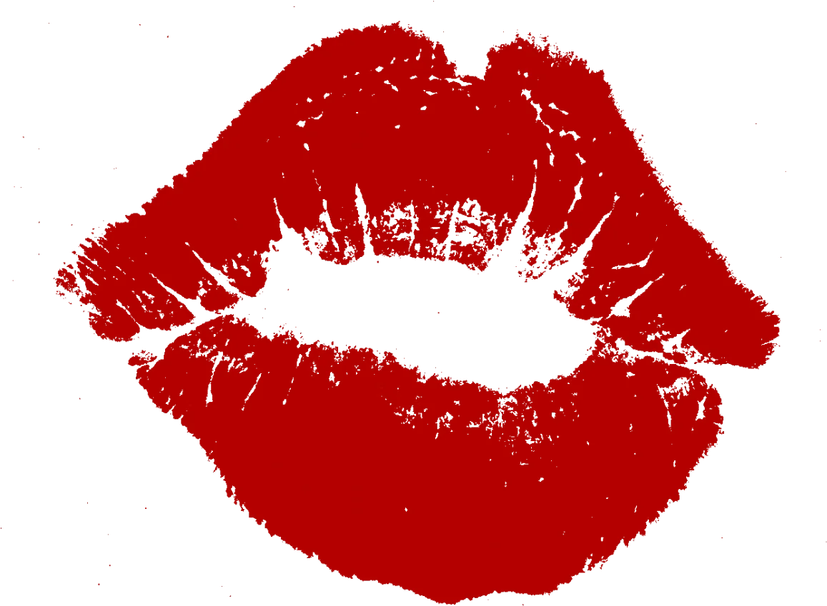 Passionate Red Lipstick Kiss Mark Clipart - Bold Romantic Graphic Design Element