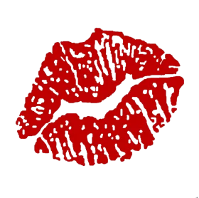Passionate Red Lipstick Kiss Mark Romantic Stylized Clipart Design