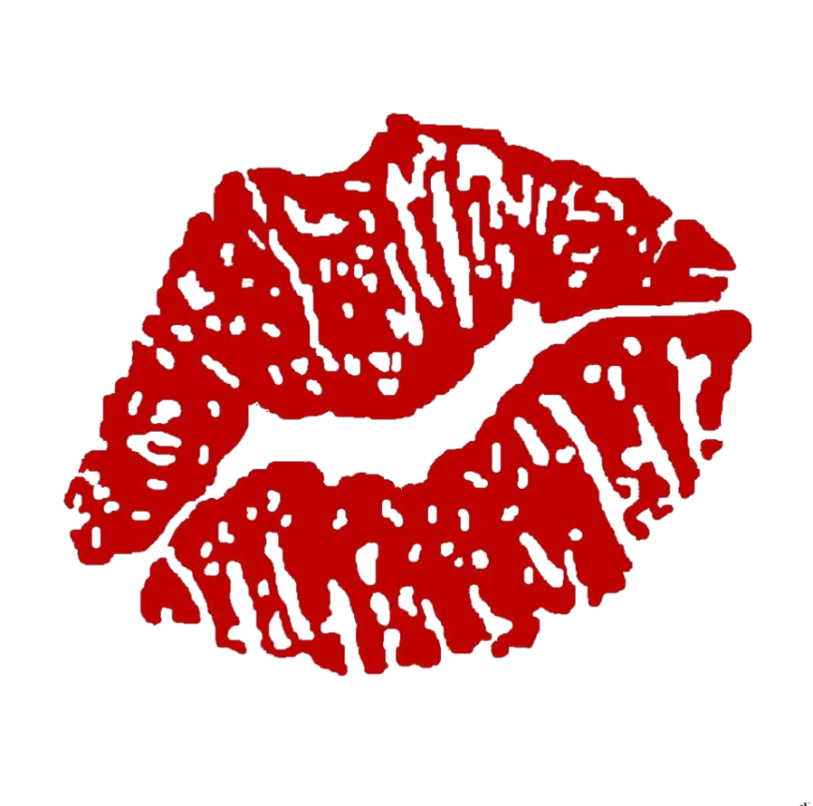 Passionate Red Lipstick Kiss Mark Romantic Stylized Clipart Design