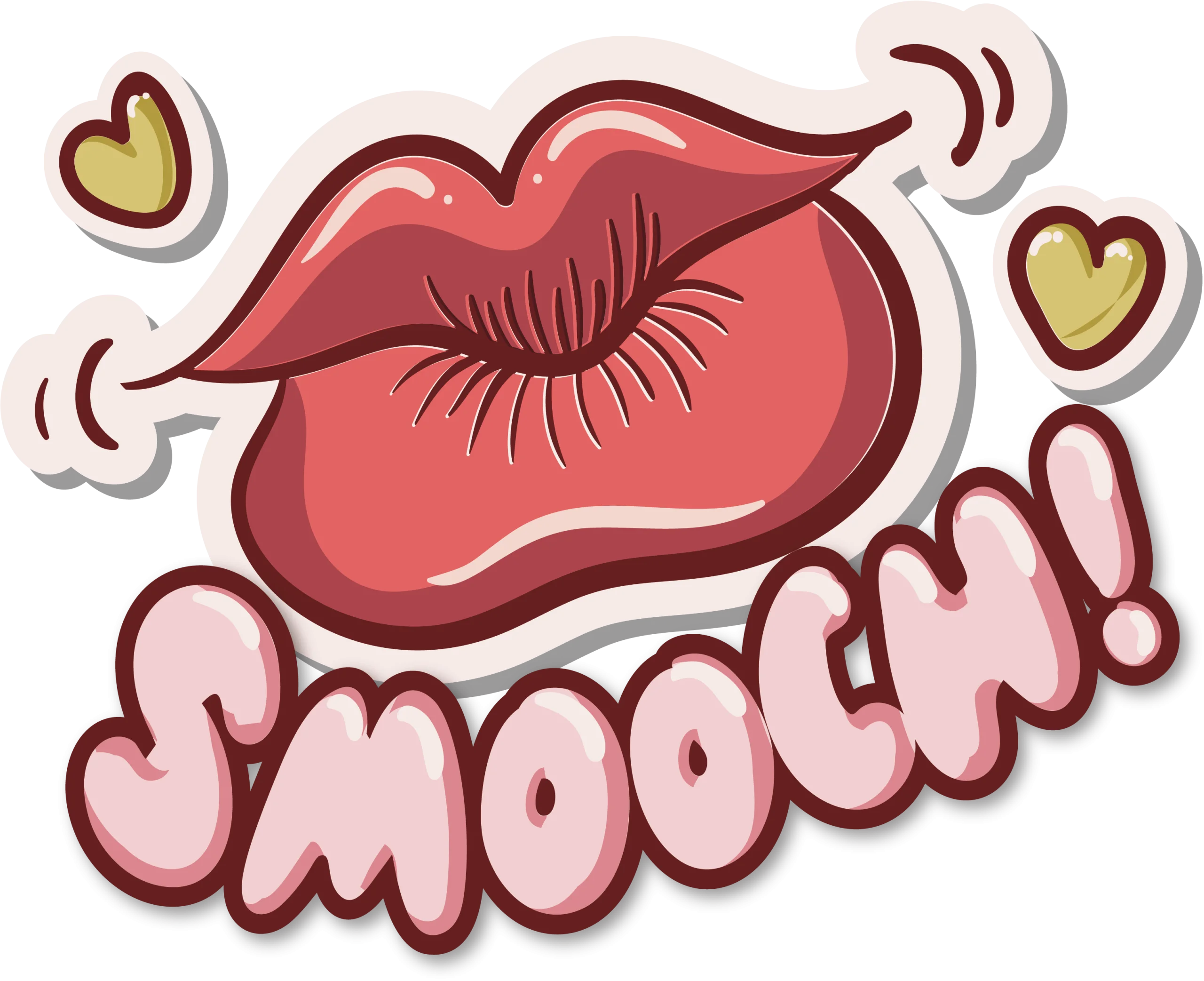 Playful Cartoon Lips Smooch Clipart: Expressive Romantic Graphic Design