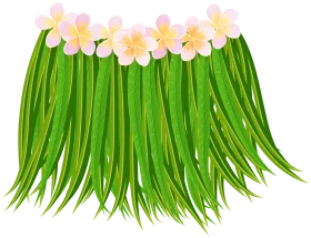 Tropical Hawaiian Grass Skirt with Delicate Pastel Flowers Clipart Illustration