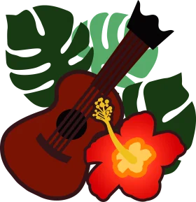 Tropical Hawaiian Melody: Ukulele and Hibiscus Flower Artistic Clipart Design