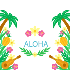 Tropical Hawaiian Paradise Aloha Clipart with Playful Island Elements