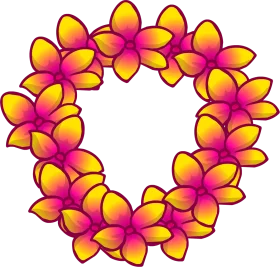 Tropical Hawaiian Plumeria Flower Lei Clipart - Sunshine and Magenta Bloom Circle