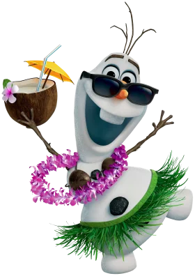 Tropical Olaf Snowman Enjoying Hawaiian Vacation Clipart Adventure