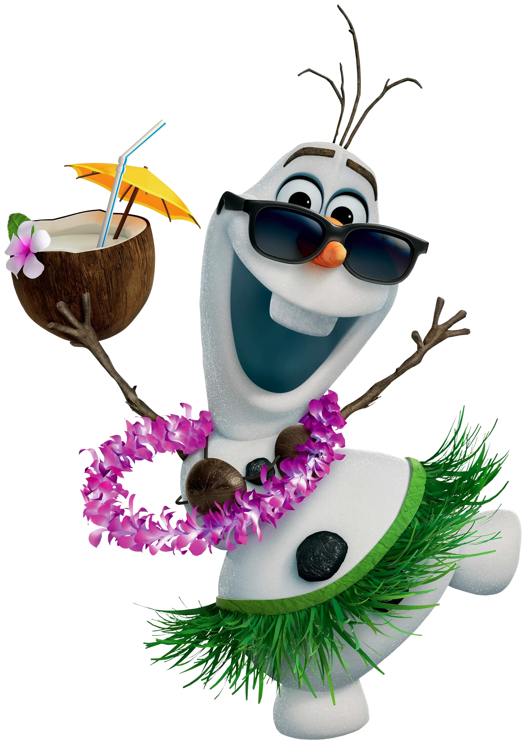 Tropical Olaf Snowman Enjoying Hawaiian Vacation Clipart Adventure