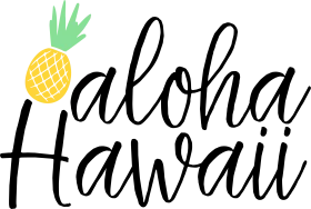 Tropical Paradise Aloha Hawaii Pineapple Typography Clipart Design