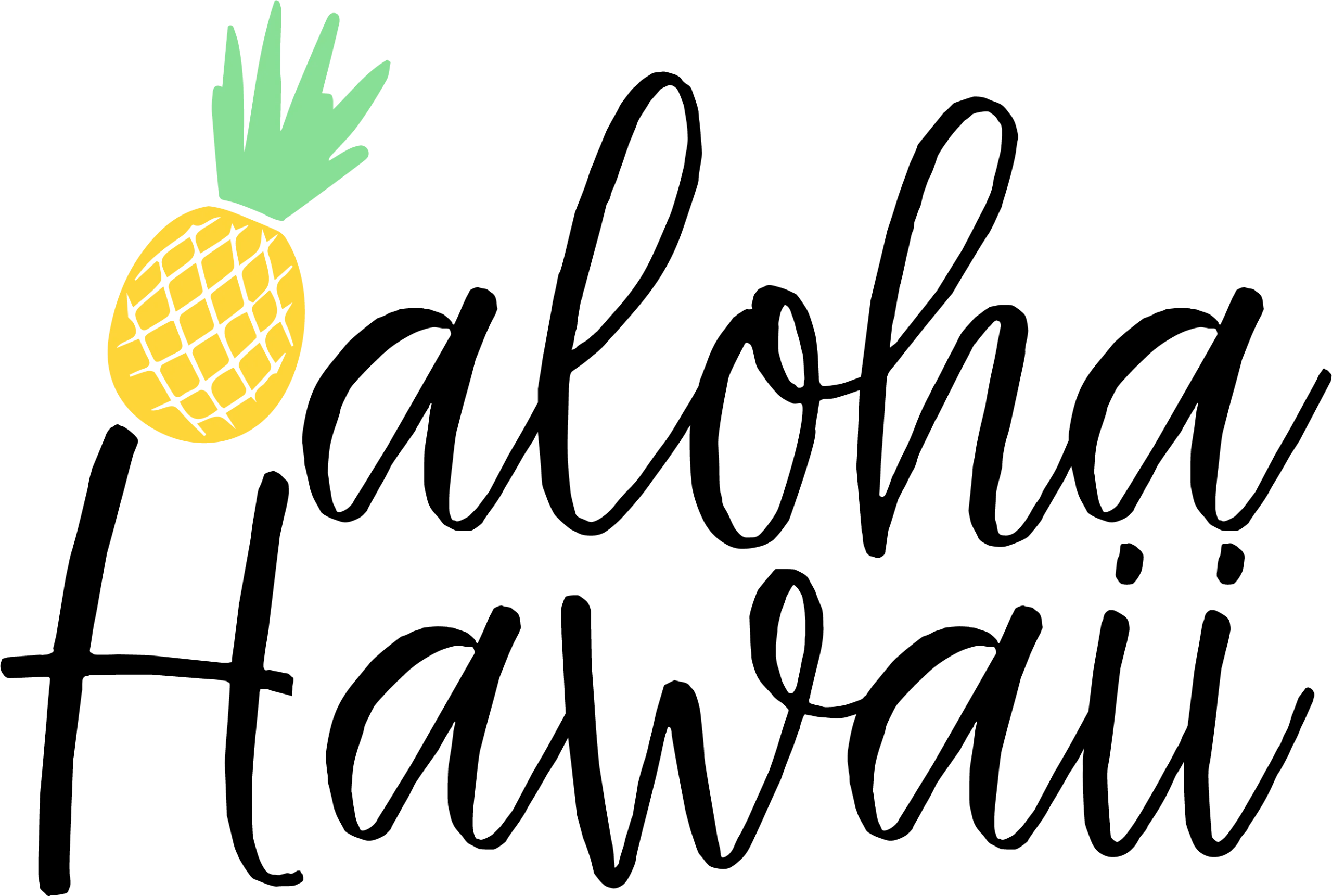 Tropical Paradise Aloha Hawaii Pineapple Typography Clipart Design