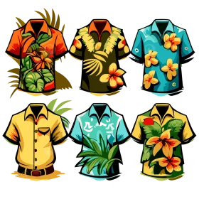 Tropical Paradise Hawaiian Shirt Clipart Collection: Stylish Summer Wardrobe Essentials
