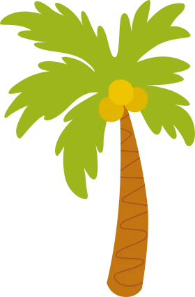 Tropical Paradise Palm Tree Clipart: Sunny Island Landscape Illustration