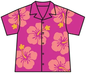 Tropical Paradise Pink Hawaiian Shirt Clipart with Blooming Hibiscus Design