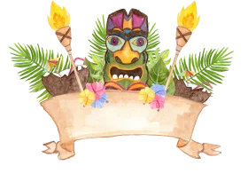 Tropical Tiki Luau Party Hawaiian Celebration Watercolor Clipart Design