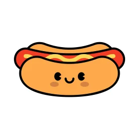 Adorable Kawaii Hot Dog Clipart with Cute Smiling Cartoon Character Design