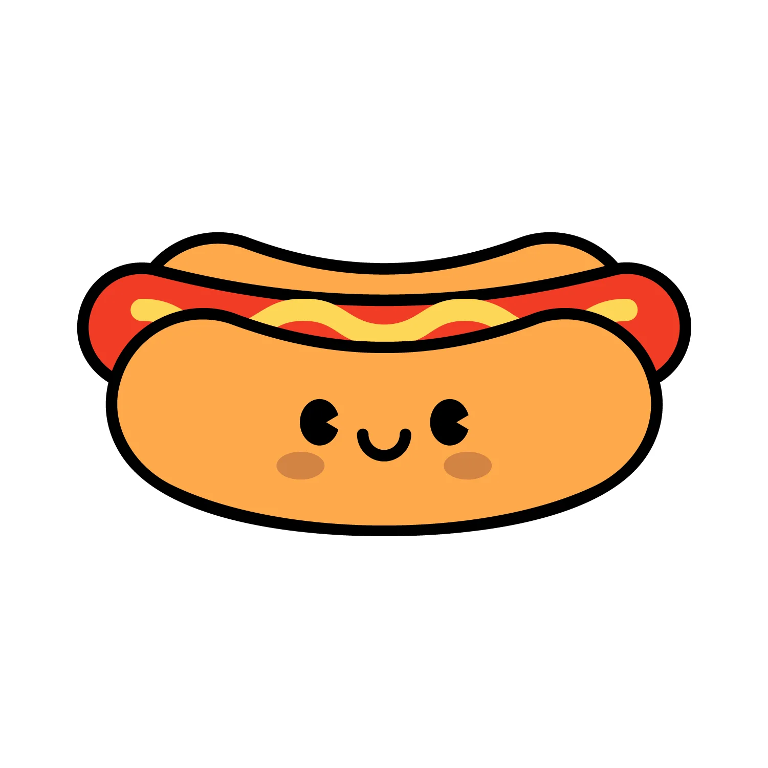 Adorable Kawaii Hot Dog Clipart with Cute Smiling Cartoon Character Design