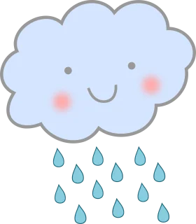 Adorable Kawaii Rain Cloud Clipart: Cute Cartoon Weather Illustration with Smile