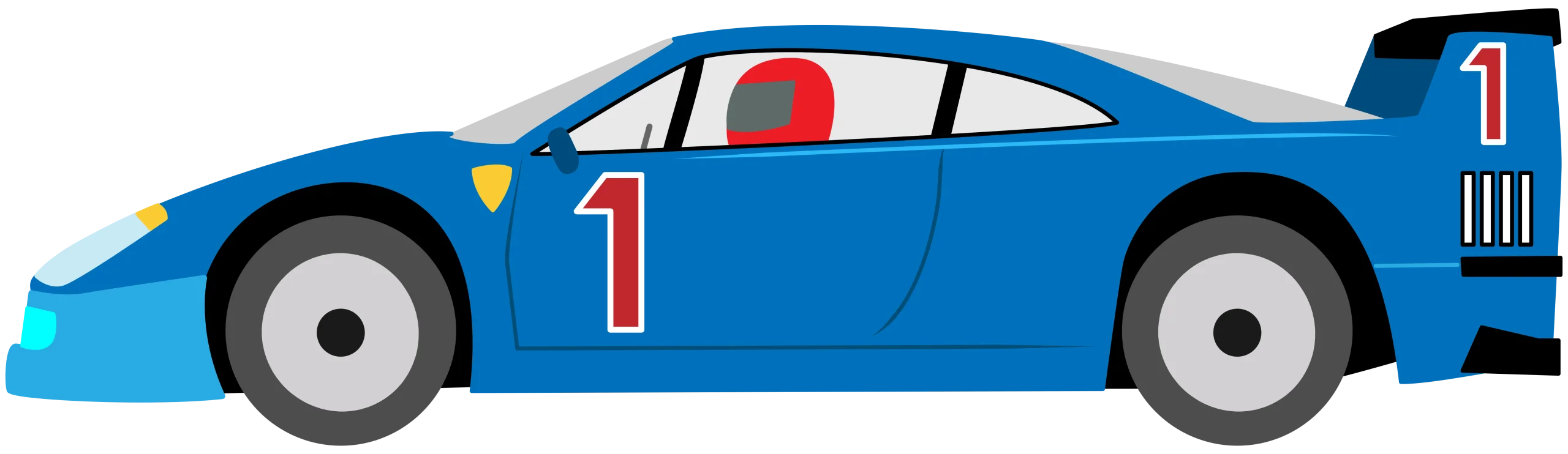 Blue Racing Car Number One Stylized Motorsport Clipart Illustration Design