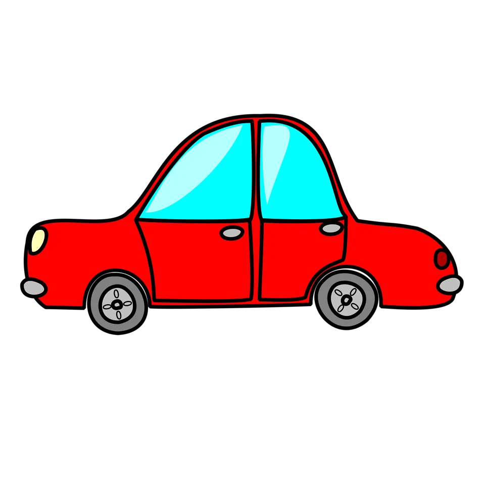 Charming Red Cartoon Car Clipart: A Playful Automotive Illustration