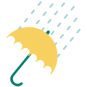 Charming Yellow Umbrella Shielding from Raindrops - Adorable Rain Clipart Design