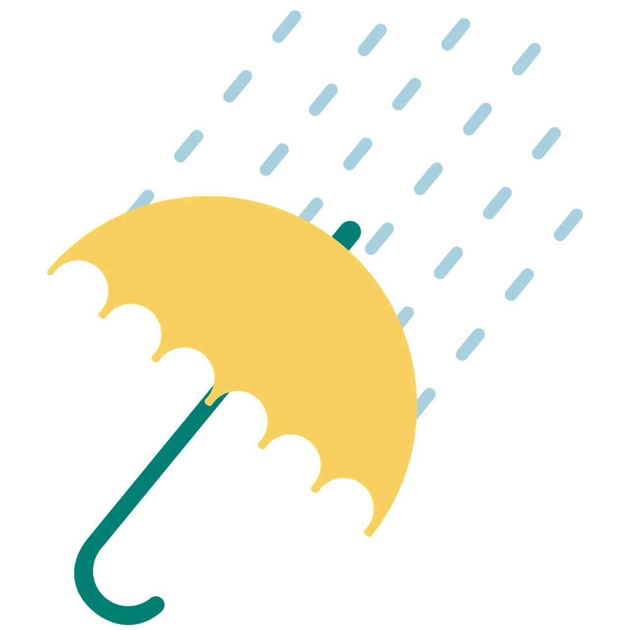 Charming Yellow Umbrella Shielding from Raindrops - Adorable Rain Clipart Design