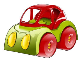 Cheerful Cartoon Toy Car Clipart with Rounded Playful Design for Children