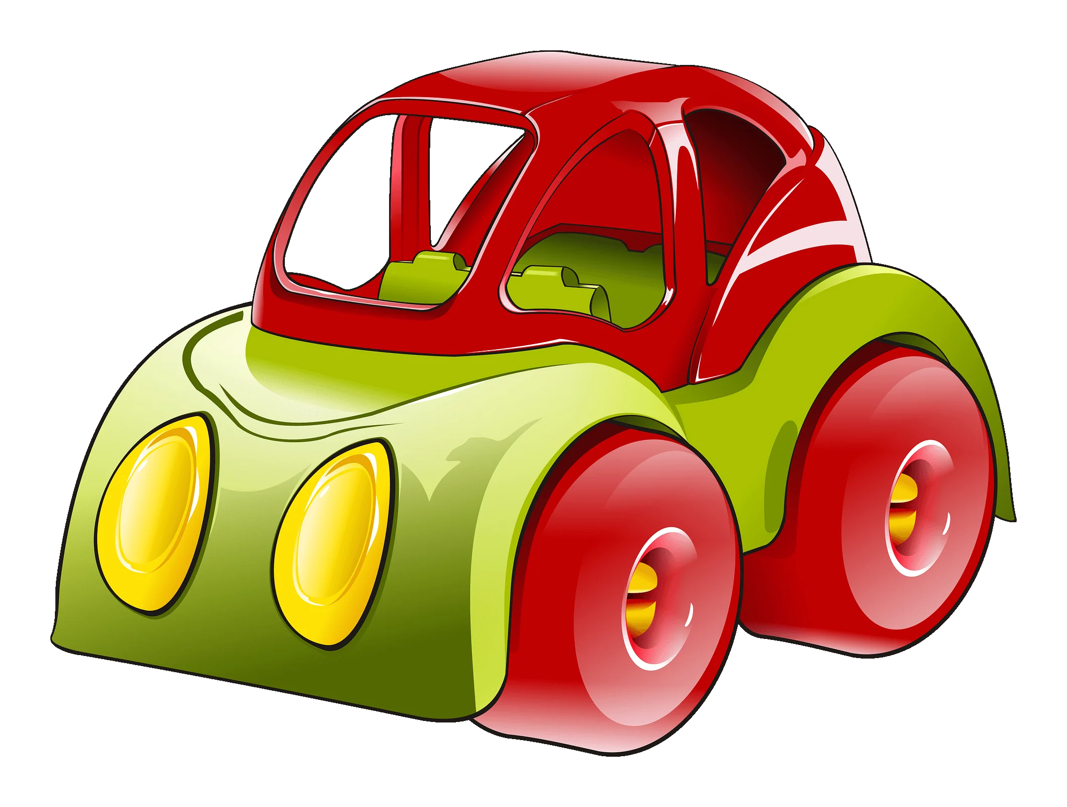 Cheerful Cartoon Toy Car Clipart with Rounded Playful Design for Children