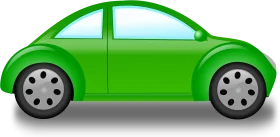 Cheerful Green Beetle-Style Compact Car Clipart Illustration