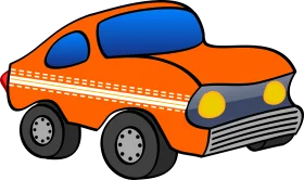 Cheerful Orange Cartoon Compact Car Clipart with Playful Blue Highlights