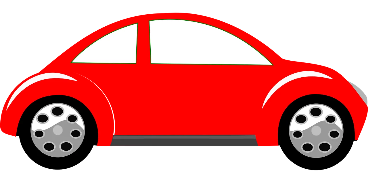 Cheerful Red Volkswagen Beetle-Style Car Clipart Illustration Design