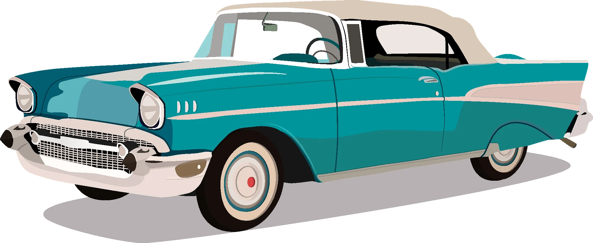 Classic 1957 Chevrolet Bel Air Two-Tone Turquoise Vintage Automotive Clipart Design