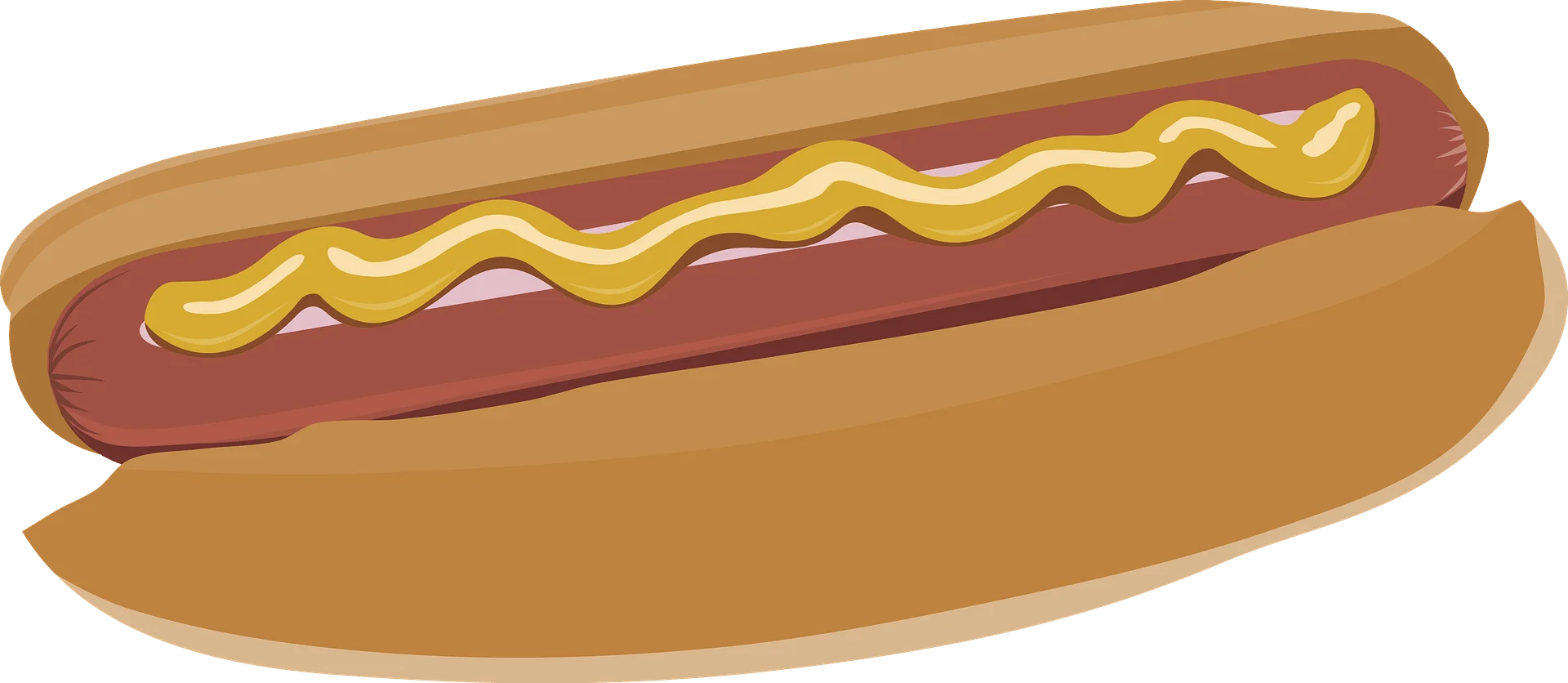 Classic All-American Hotdog Clipart Design with Mustard Zigzag Topping