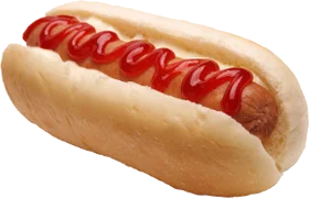 Classic American Grilled Hot Dog with Ketchup on Soft Bun Clipart Illustration