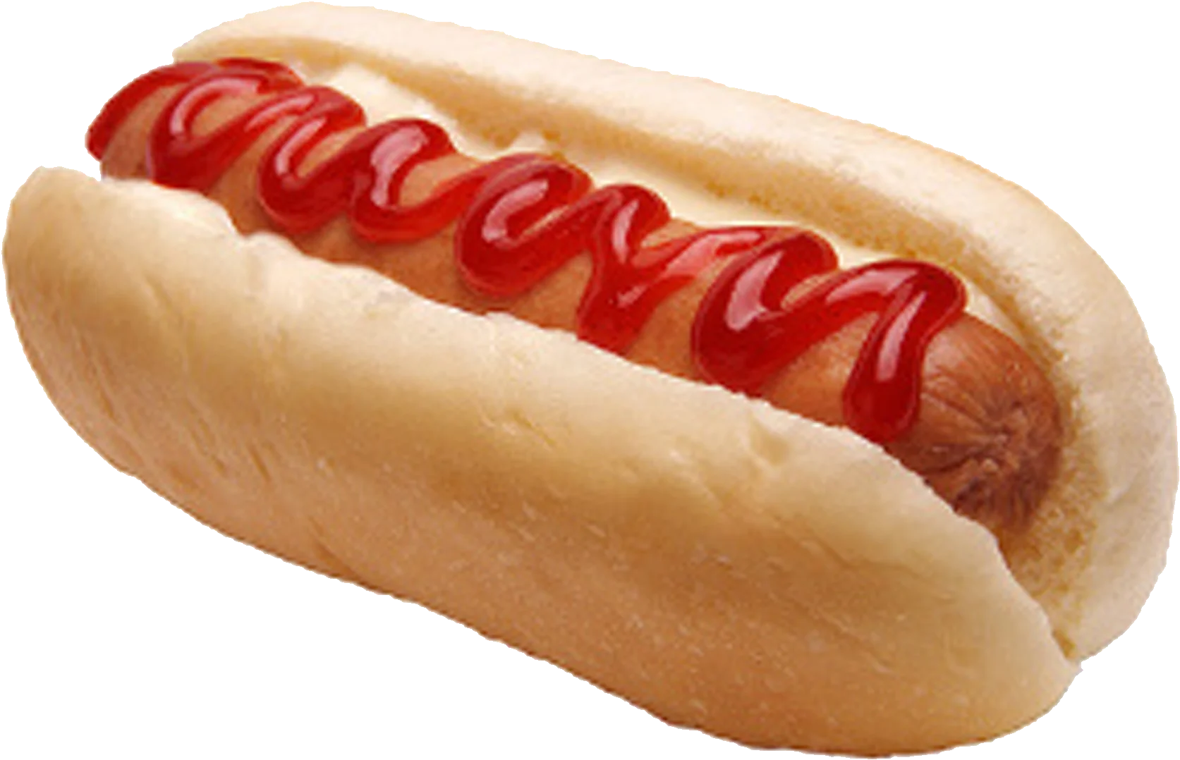 Classic American Grilled Hot Dog with Ketchup on Soft Bun Clipart Illustration