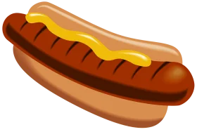 Classic American Grilled Sausage Hot Dog Clipart Illustration with Mustard