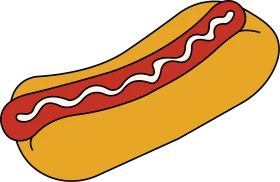 Classic American Hot Dog Clipart: A Delicious Cartoon Culinary Illustration