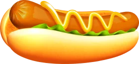 Classic American Hot Dog Clipart with Mustard and Bun - Delicious Fast Food Illustration