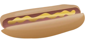 Classic American Hot Dog Clipart with Mustard Illustration in Warm Soft Tones