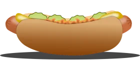 Classic American Hotdog Clipart with Mustard and Pickle Slices