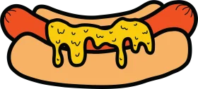 Classic American Street Food Cartoon Hot Dog Clipart with Melted Cheese
