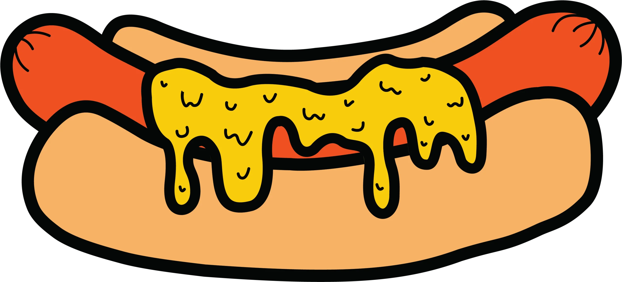 Classic American Street Food Cartoon Hot Dog Clipart with Melted Cheese