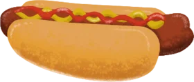 Classic American Street Food Hot Dog Clipart Illustration with Mustard