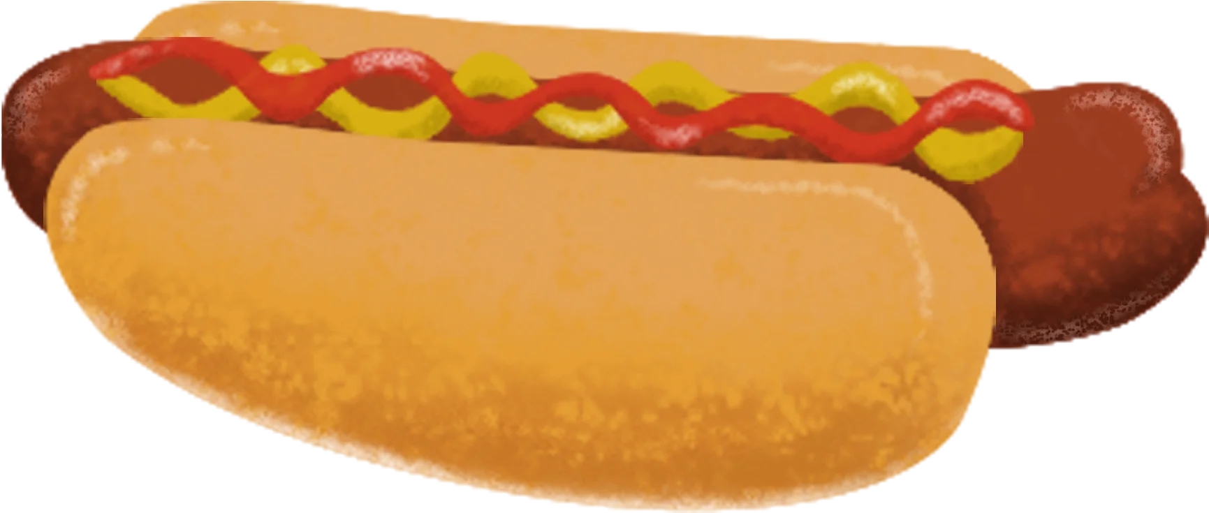 Classic American Street Food Hot Dog Clipart Illustration with Mustard