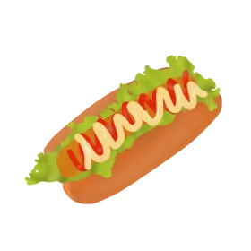 Classic American Street Food Hot Dog Clipart with Mustard and Lettuce Illustration