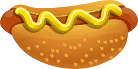 Classic American-Style Hot Dog Clipart with Mustard Zigzag Design